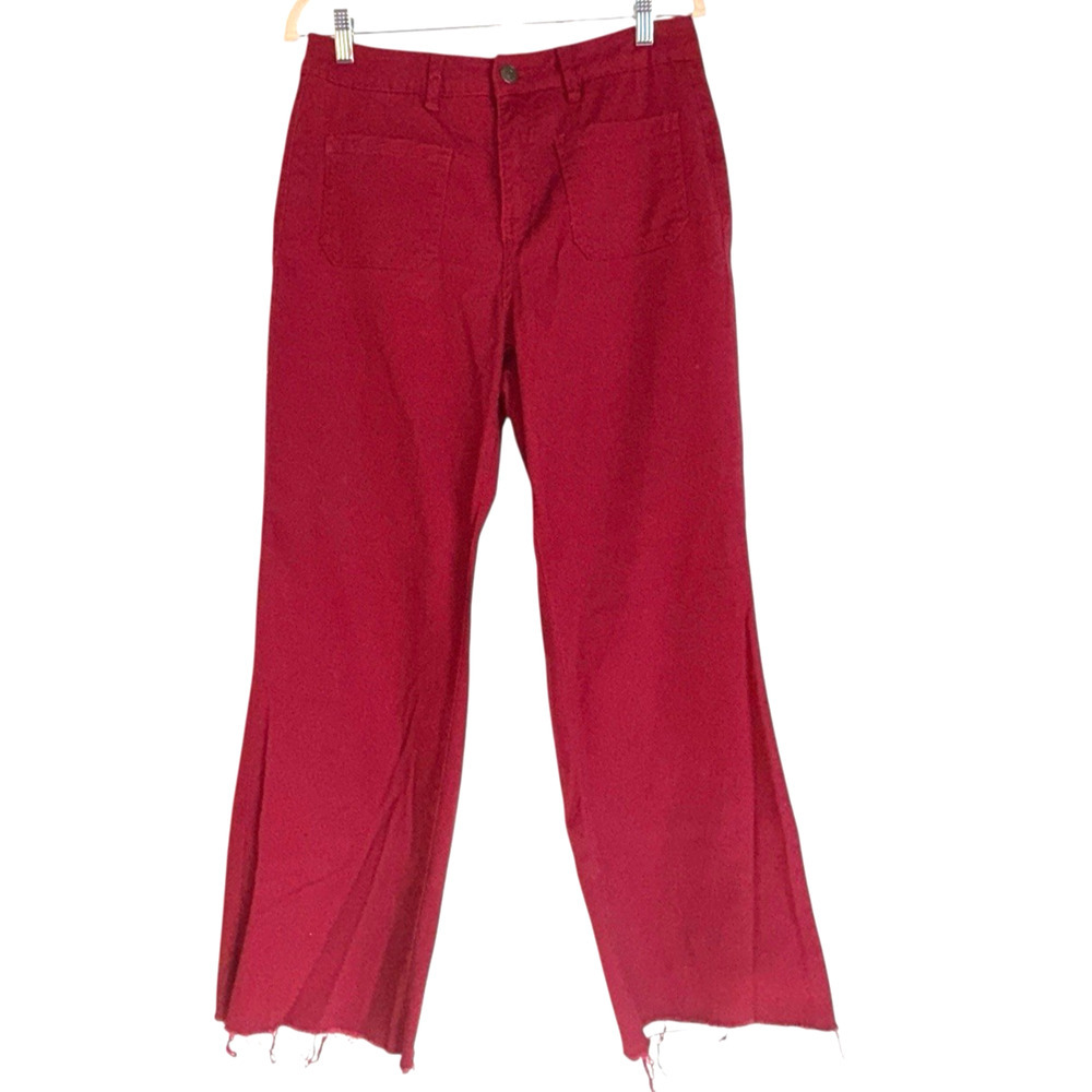 Royalty For Me Sz 10 High Rise Wide Leg Denim Rough Hem‎ Stretch Comfort